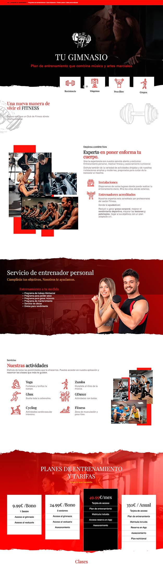 Plantilla web para Gym Ginmasio Gratis Niviweb Wordpress