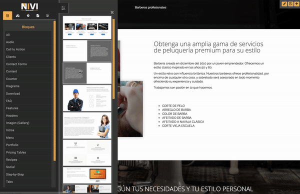 ejemplo niviweb editor de página web